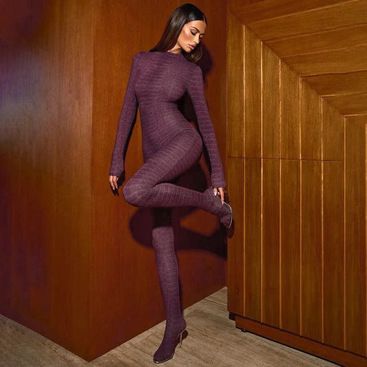 Serpentine Print Footed Skinny Jumpsuits