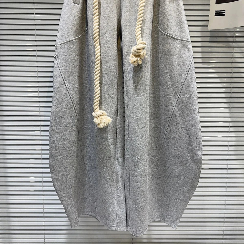 Loose Braided Rope Belt pants