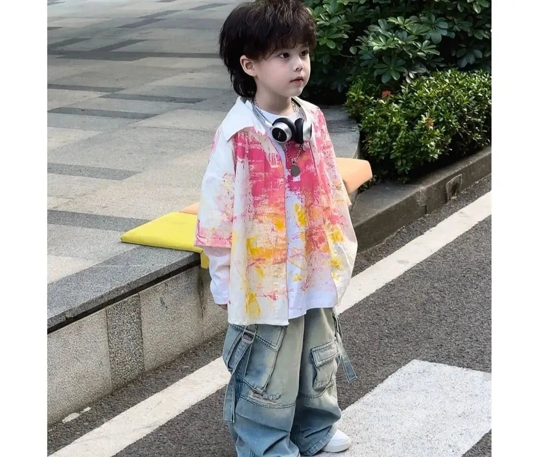 Trendy 3Pcs Set Pink Short Sleeved Shirt