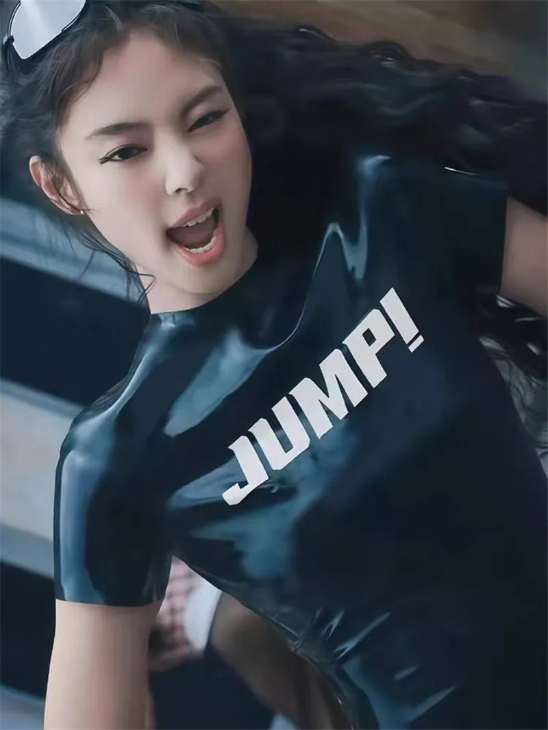 PU Leather Short Sleeve T-Shirts