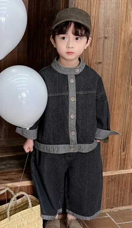 Baby Girl Boy Long Sleeve Coat Jeans Suit