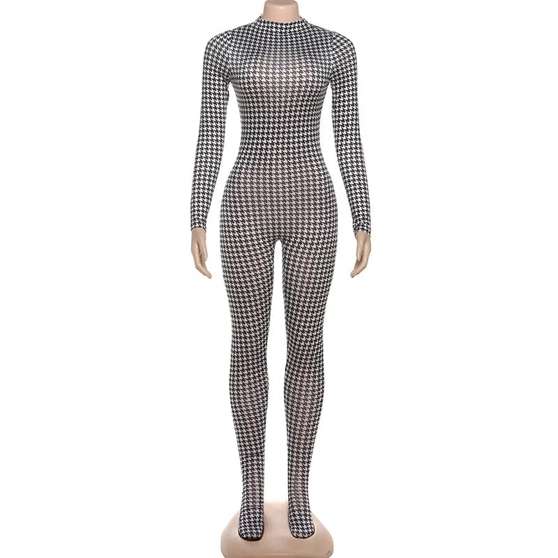 Serpentine Print Footed Skinny Jumpsuits