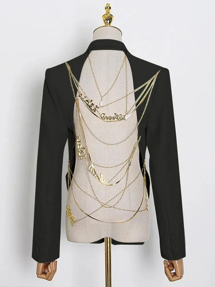 Backless Spliced Button Blazers