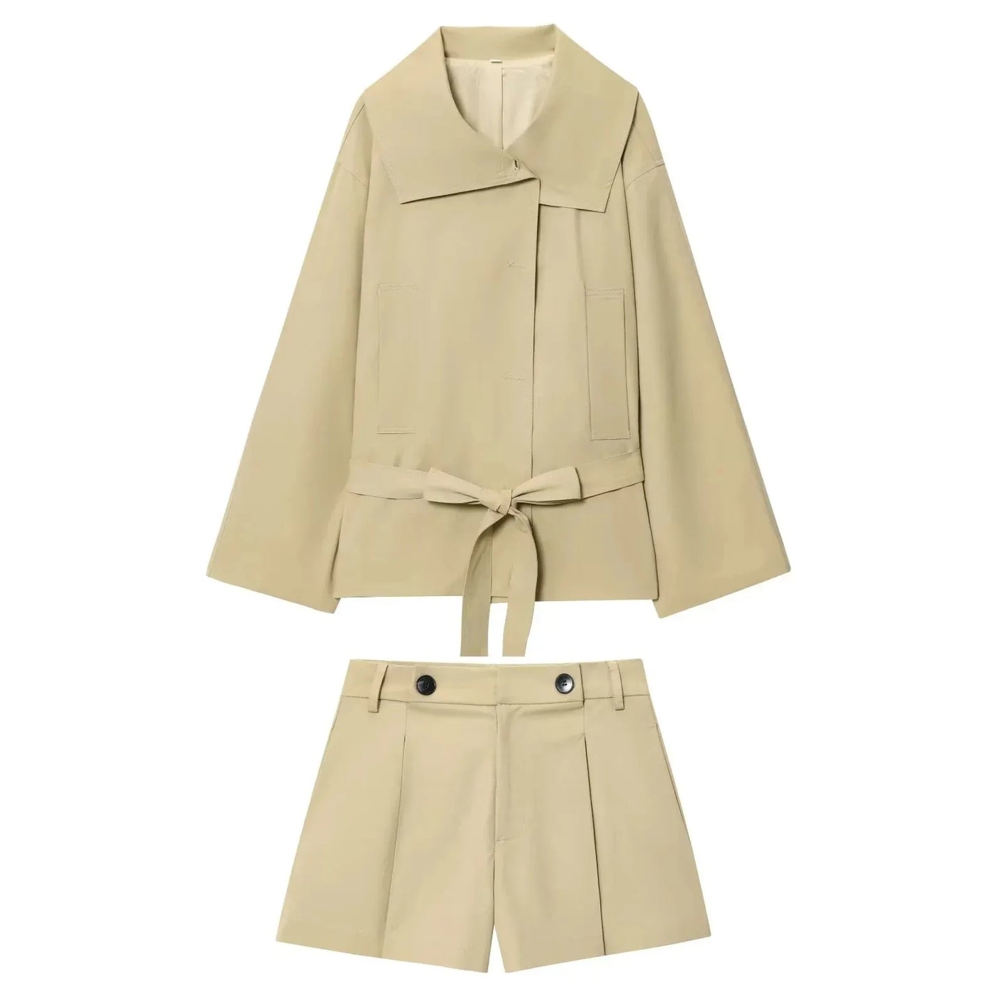 Sleeve Sashes Button Trench