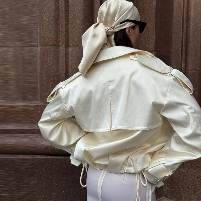 Women Elegant Short loose trench