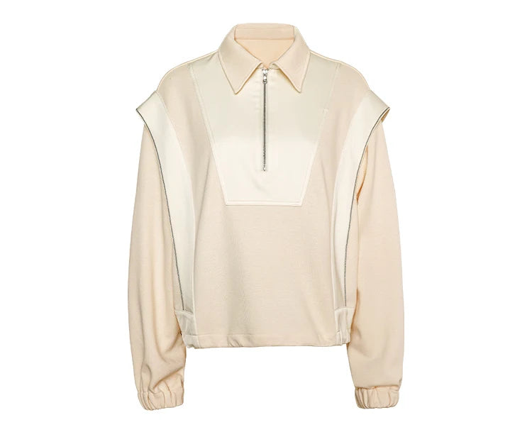 K712W  61% combed cotton Autumn and winter new luxury women's long-sleeved sweatshirt color-blocked pullover top Clothing