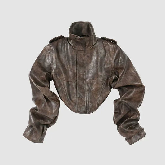 Vintage-Style Waist- fishbone jacket