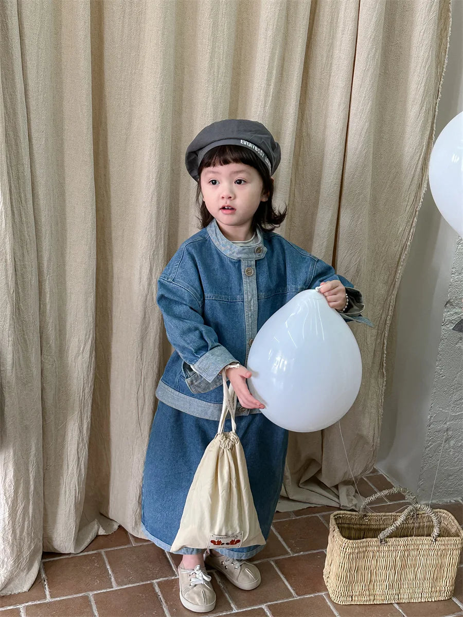 Baby Girl Boy Long Sleeve Coat Jeans Suit