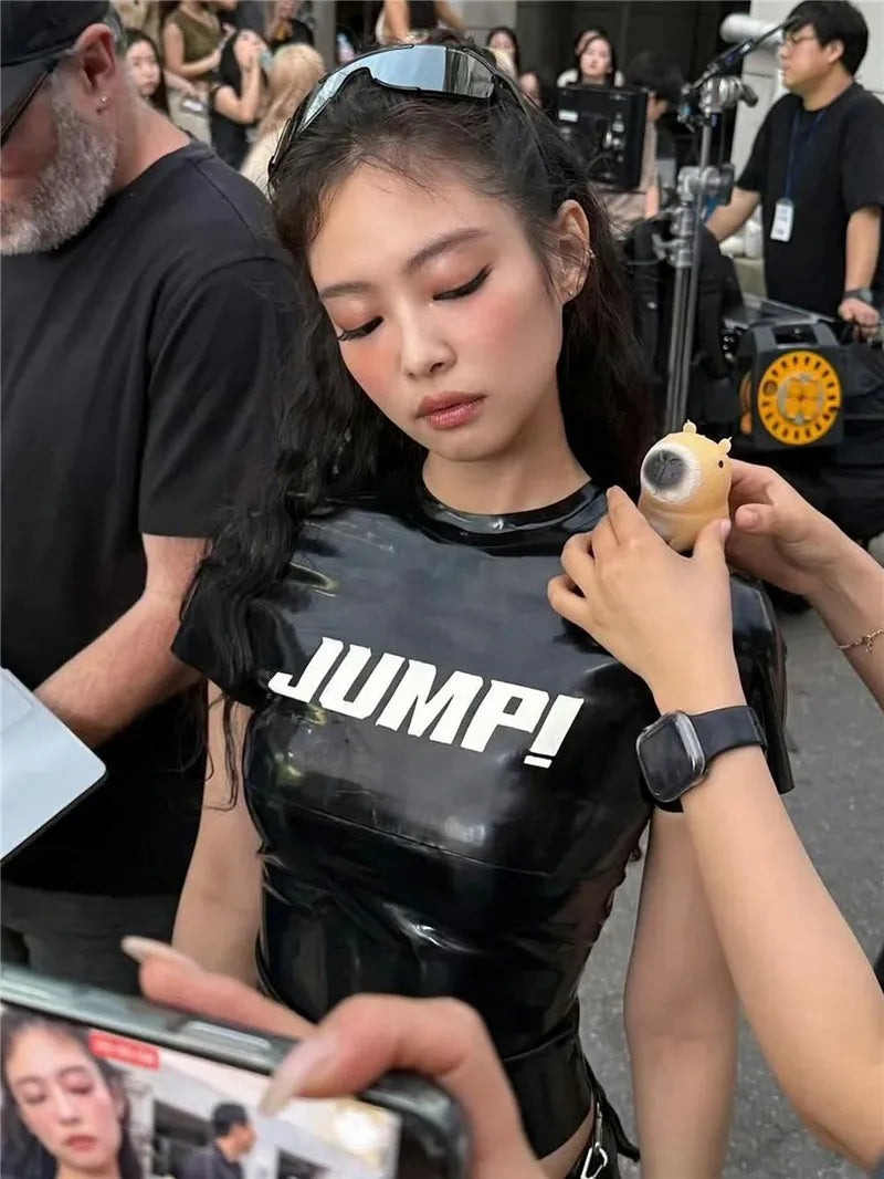 PU Leather Short Sleeve T-Shirts