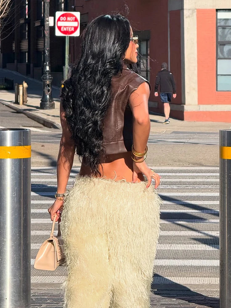 Casual Straight fluffy Pants