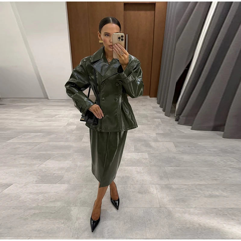 Street  Pu Leather Women's set