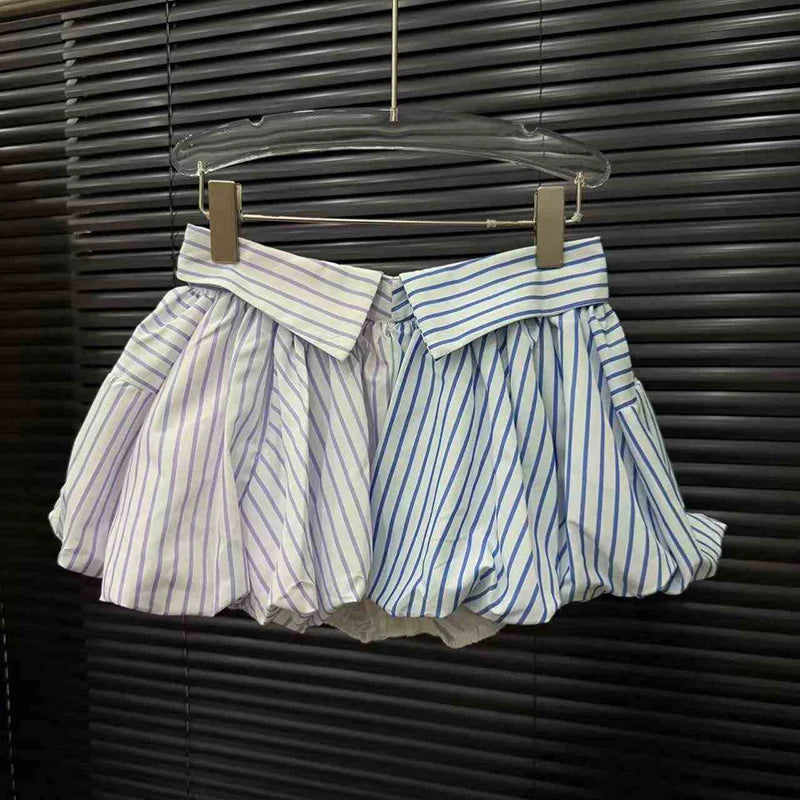 Striped Contrast Color With Tie Skirts