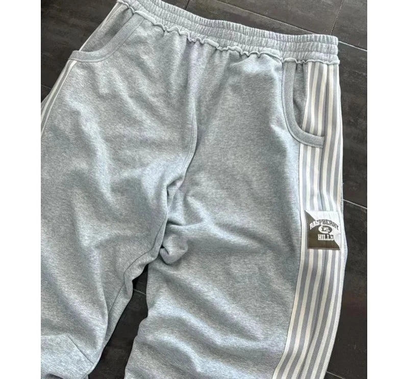 Retro Striped Women's Sports Pants Harajuku Splicing