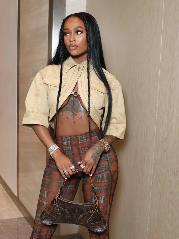 Cleavage Half Sleeve Crop top