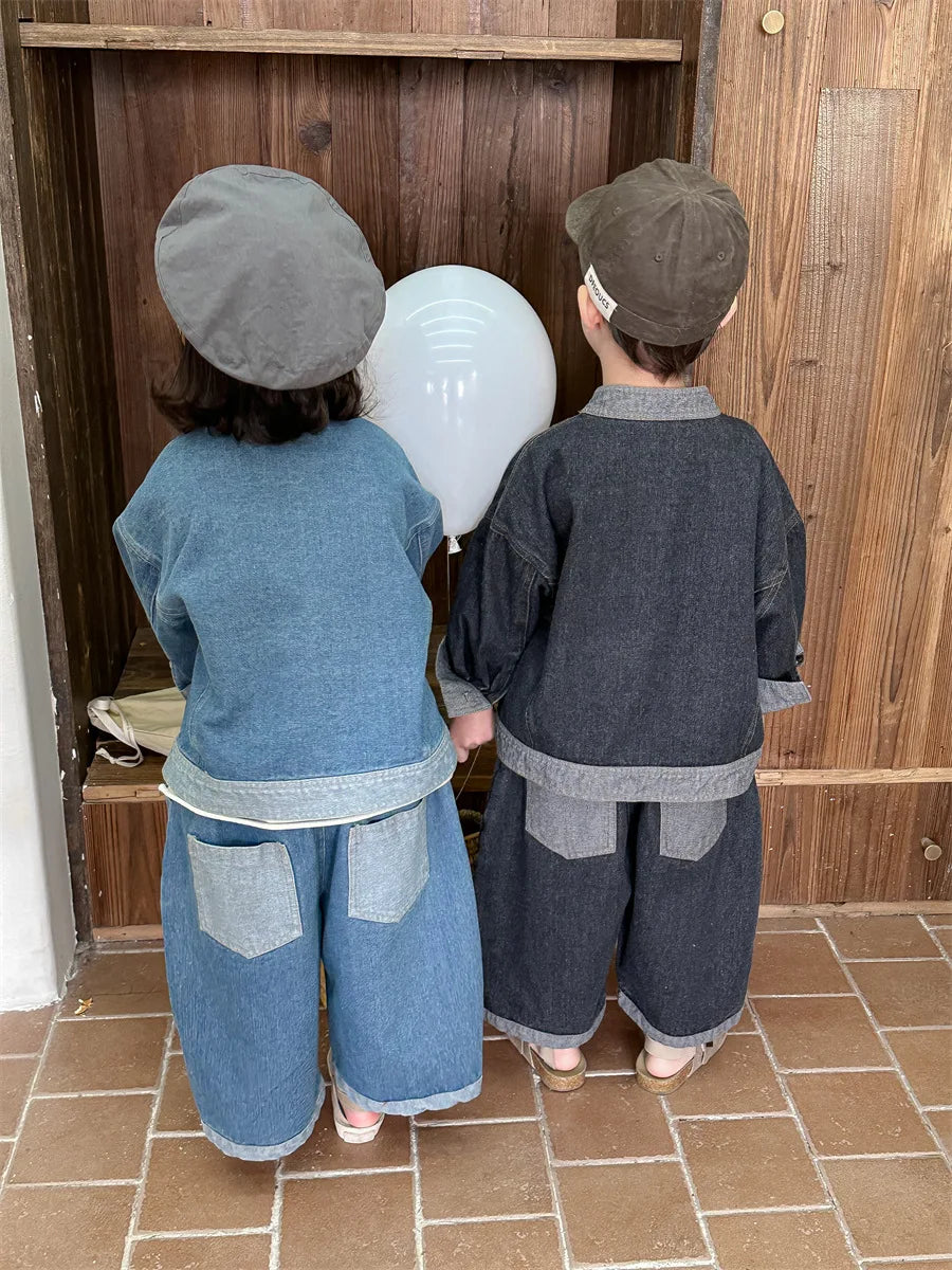 Baby Girl Boy Long Sleeve Coat Jeans Suit