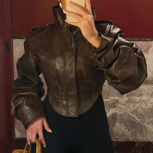 Vintage-Style Waist- fishbone jacket