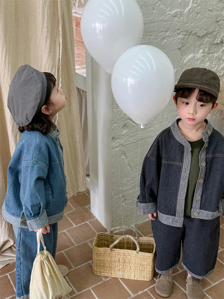 Baby Girl Boy Long Sleeve Coat Jeans Suit