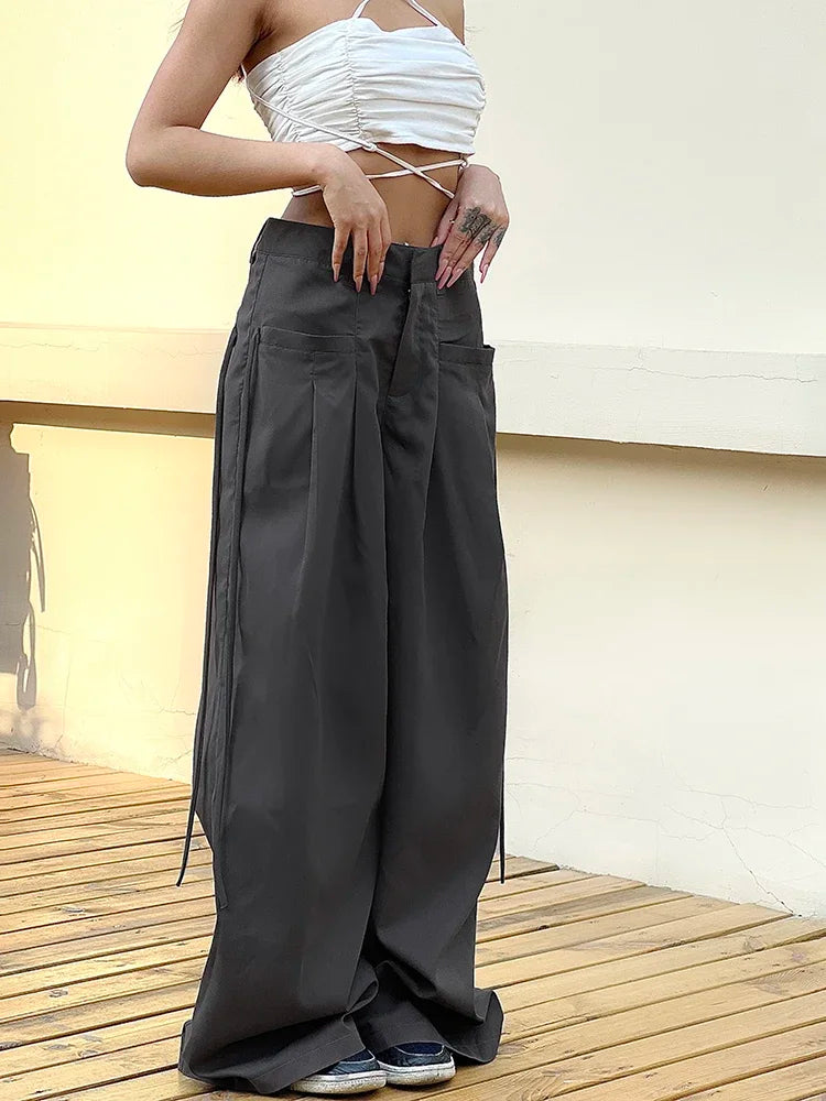 Shirring Casual Wide Leg Pants