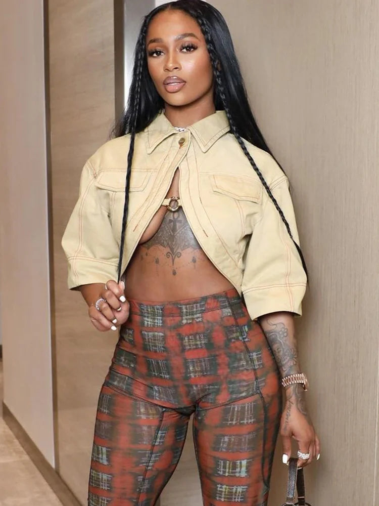 Cleavage Half Sleeve Crop top