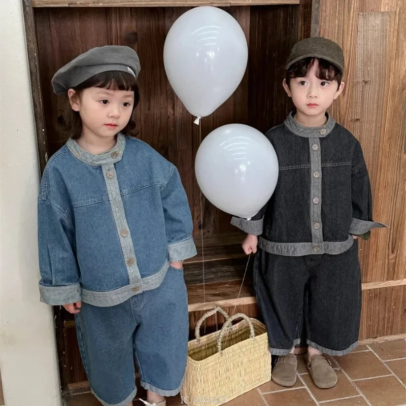 Baby Girl Boy Long Sleeve Coat Jeans Suit