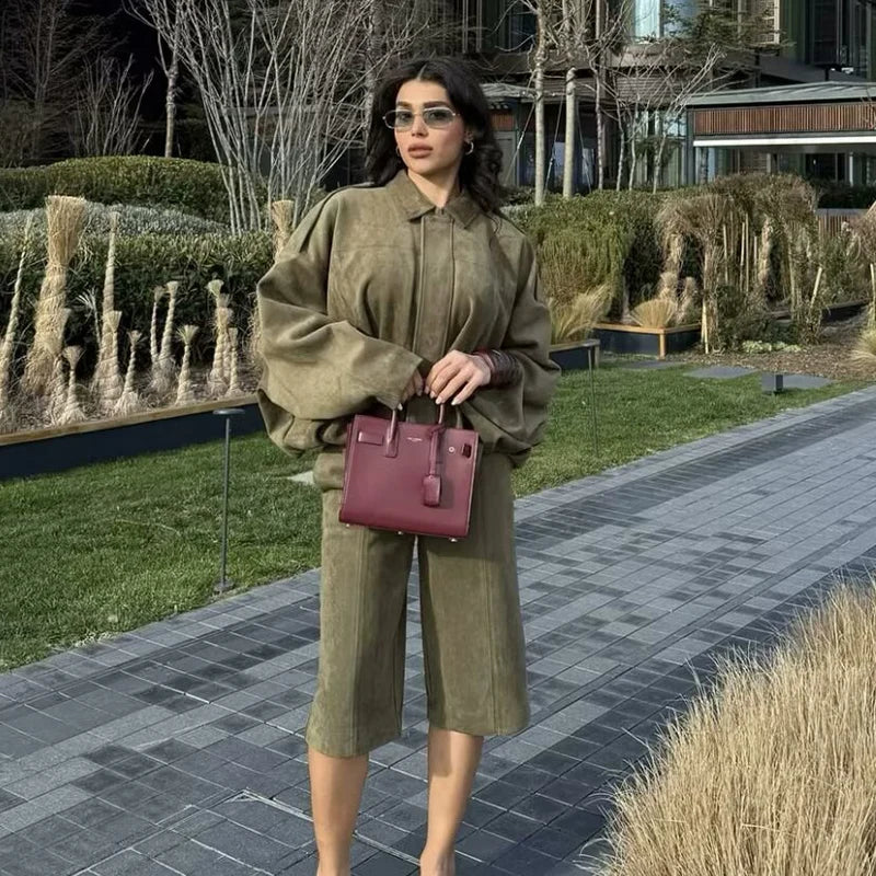 Women High waisted Casual Shorts set