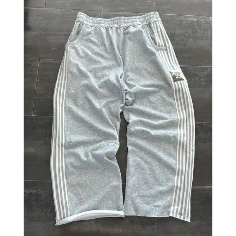 Retro Striped Women's Sports Pants Harajuku Splicing