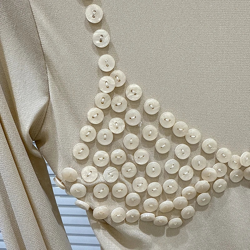 Button Beaded Bikini Pattern Mesh