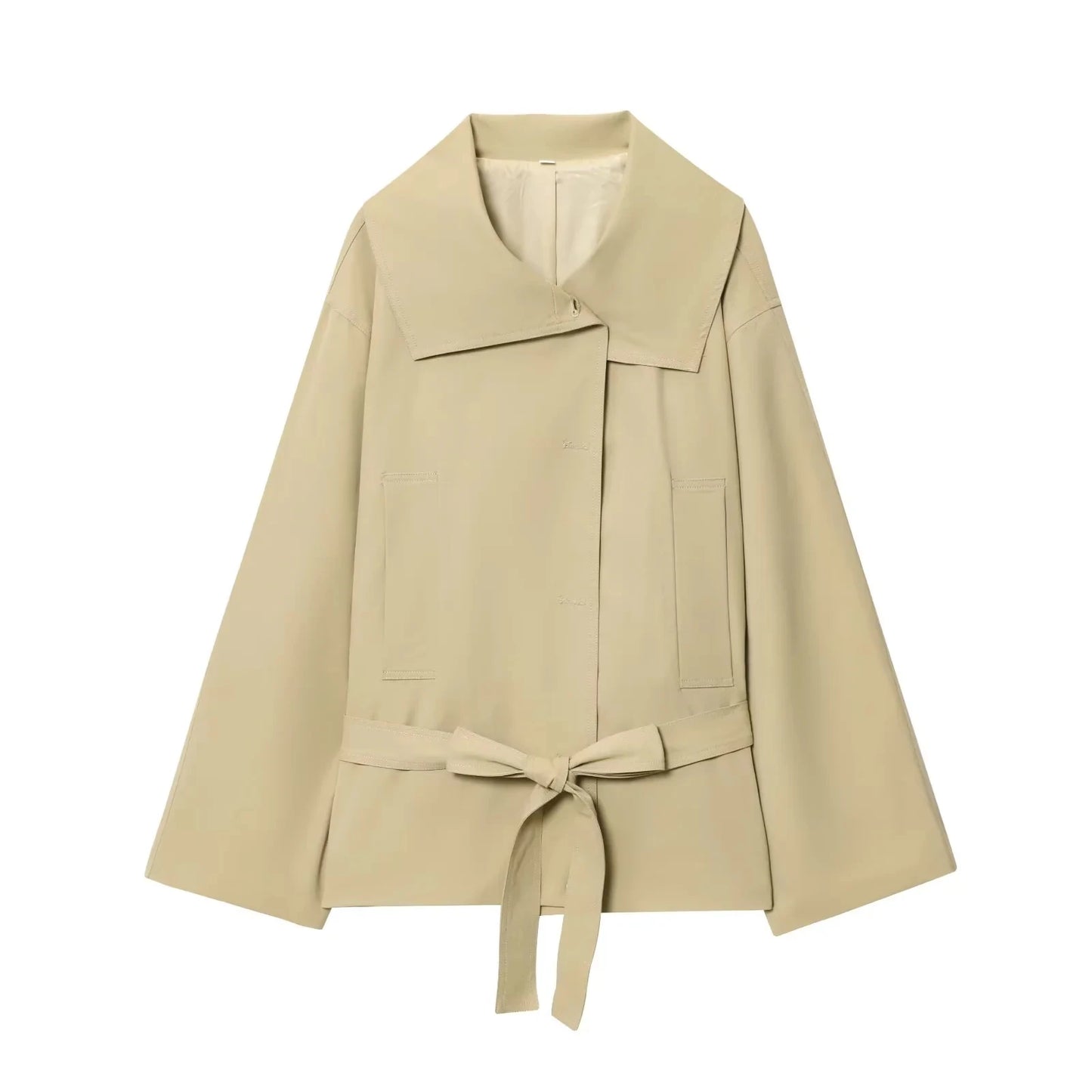 Sleeve Sashes Button Trench