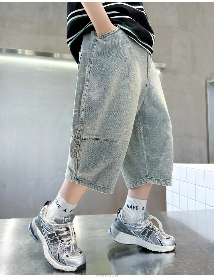 Boys Cartoon Print Capris Pants