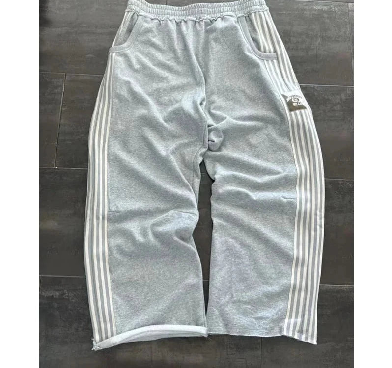 Retro Striped Women's Sports Pants Harajuku Splicing