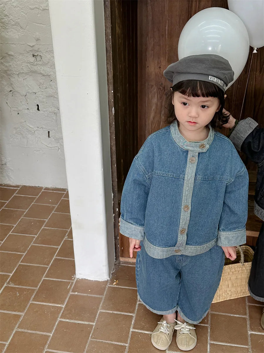 Baby Girl Boy Long Sleeve Coat Jeans Suit