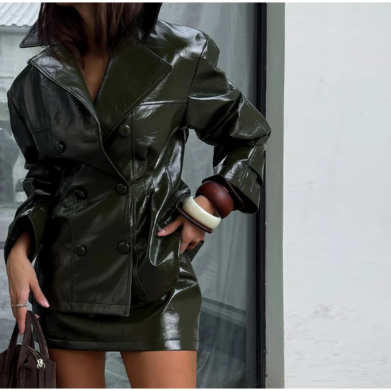 Street  Pu Leather Women's set