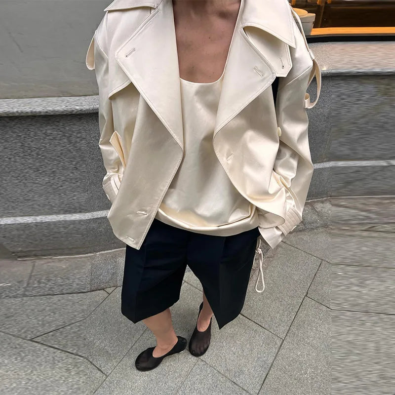 Women Elegant Short loose trench