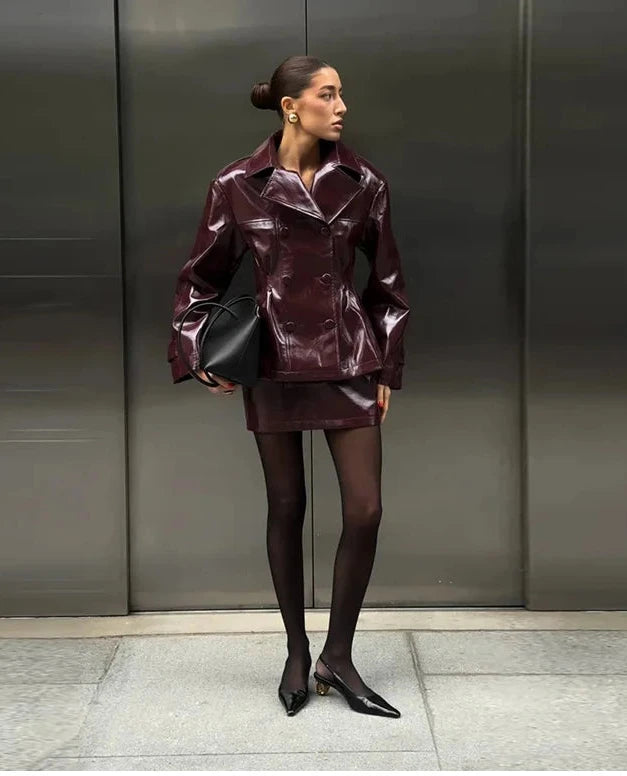 Street  Pu Leather Women's set