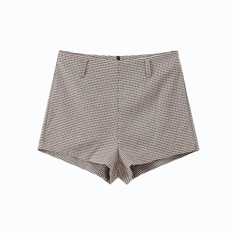 Fashion Plaid Shorts Set