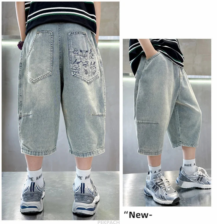 Boys Cartoon Print Capris Pants