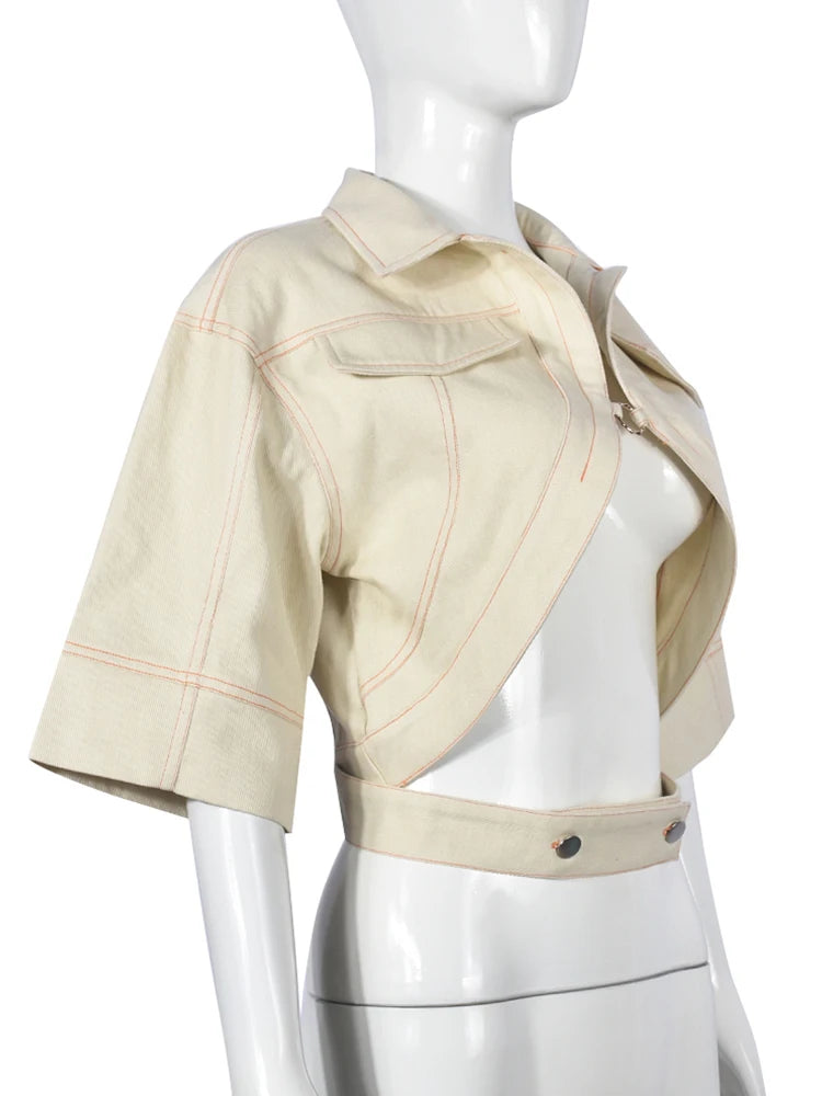 Cleavage Half Sleeve Crop top