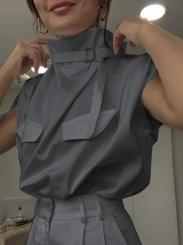 Sleeveless Blouse Shirts Summer