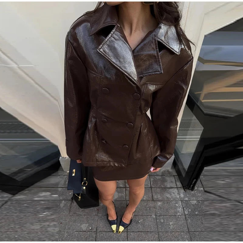 Street  Pu Leather Women's set