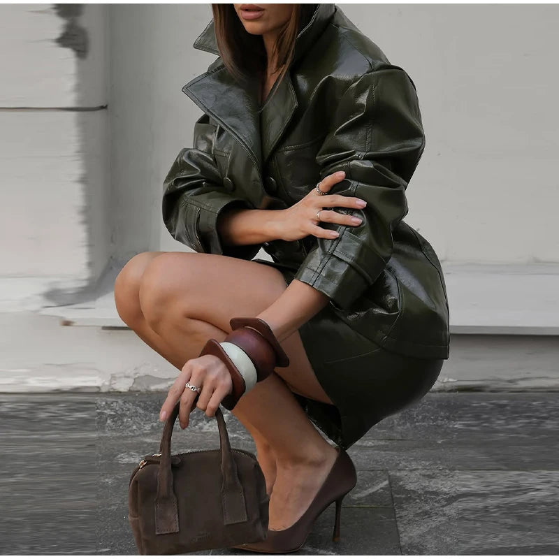 Street  Pu Leather Women's set