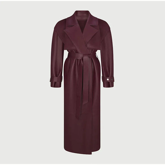 Street Pu Leather Women Long Coat