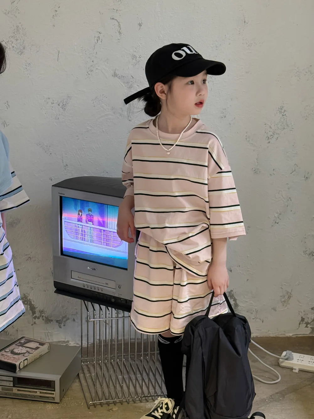 Summer Wide Striped Suit Short-sleeve