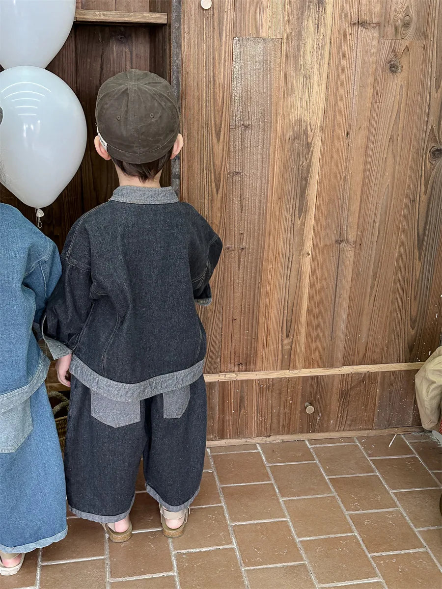 Baby Girl Boy Long Sleeve Coat Jeans Suit