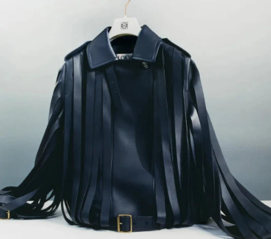 Single Breasted Leather Coat Pocket