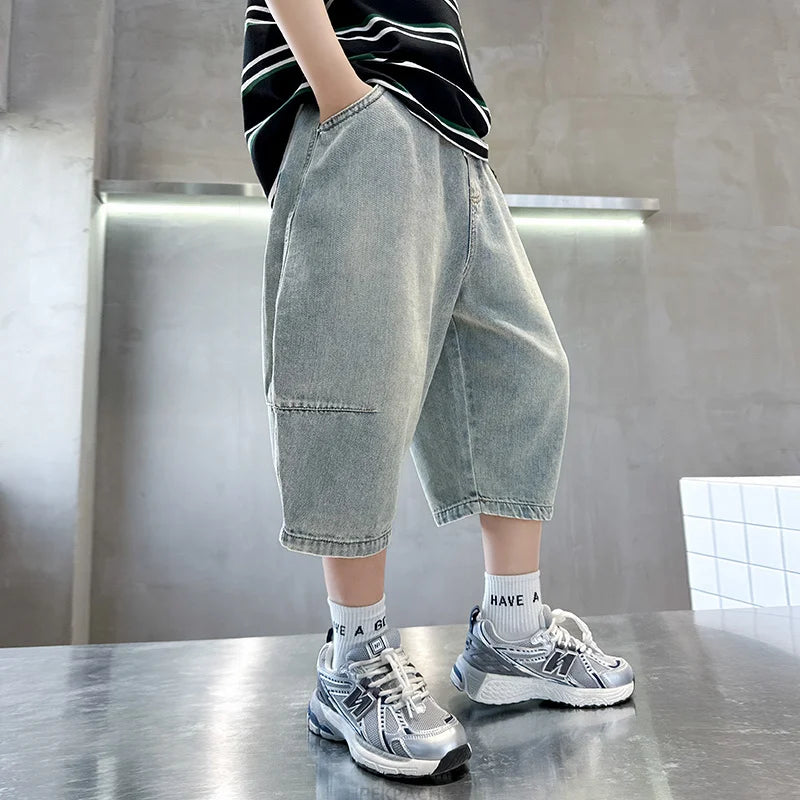 Boys Cartoon Print Capris Pants