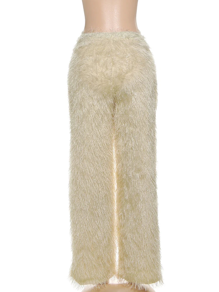 Casual Straight fluffy Pants