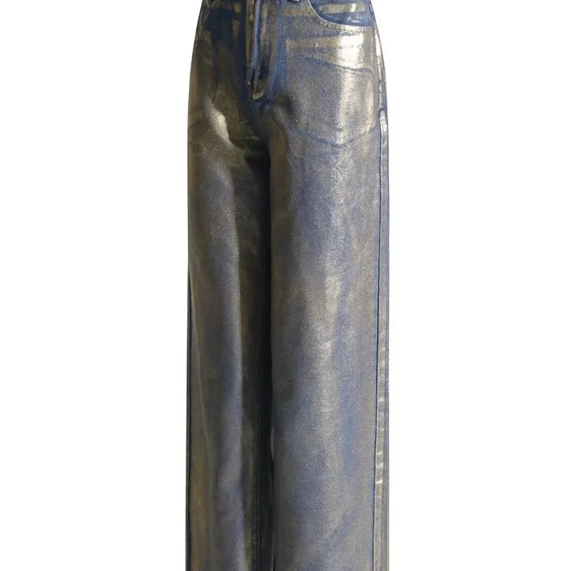Bronzing Design Straight Jeans