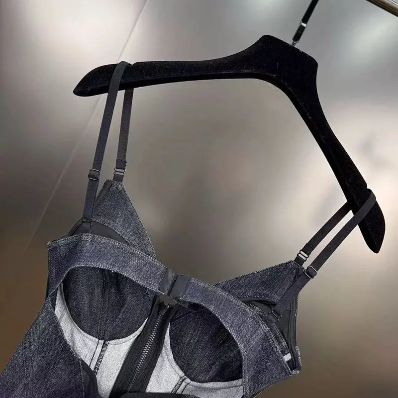 Mesh Denim Camisole Vest