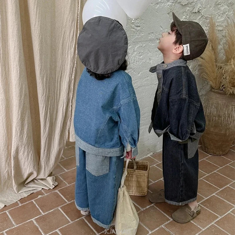 Baby Girl Boy Long Sleeve Coat Jeans Suit