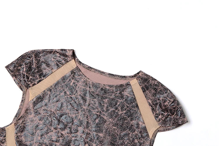 Nibber Fashion Print Mesh Patchwork